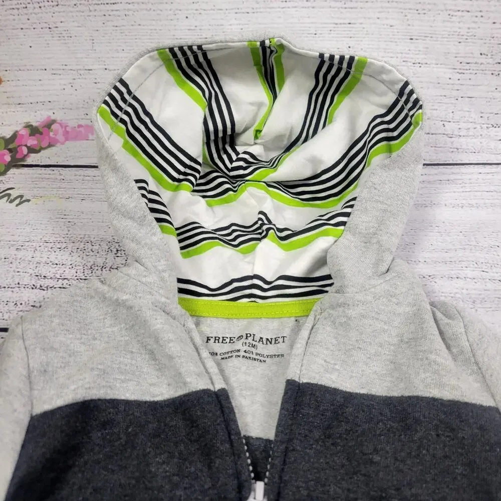 Free Planet Boy's Tri-Color Hooded‎ Jacket Size 12 Months NWT